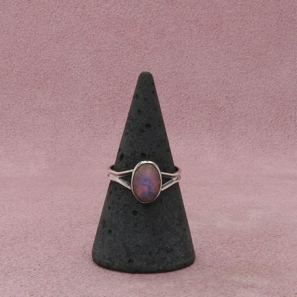 sterling silver vintage art deco foil art opal ring size 7